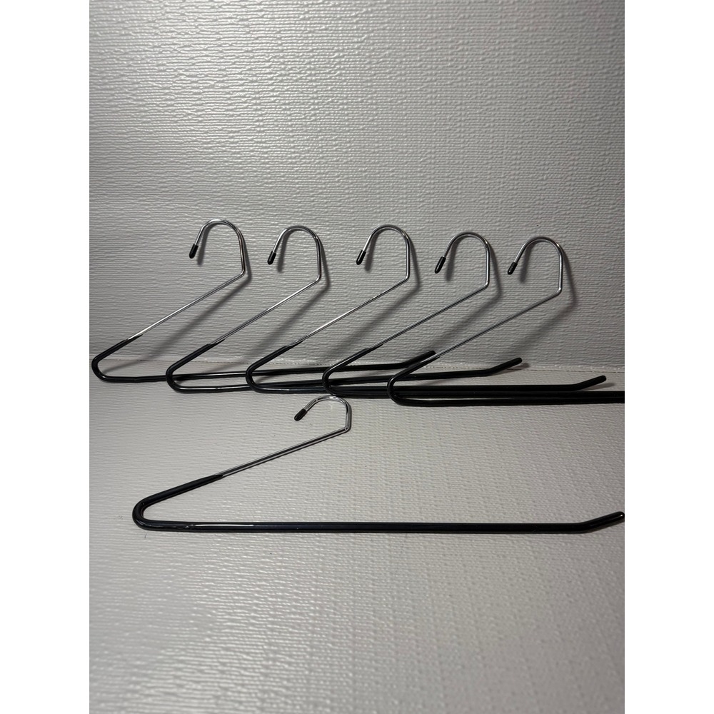 Set of 6 Open Ended Pant Hangers Black Non Slip Space Saving Metal Trouser Rack